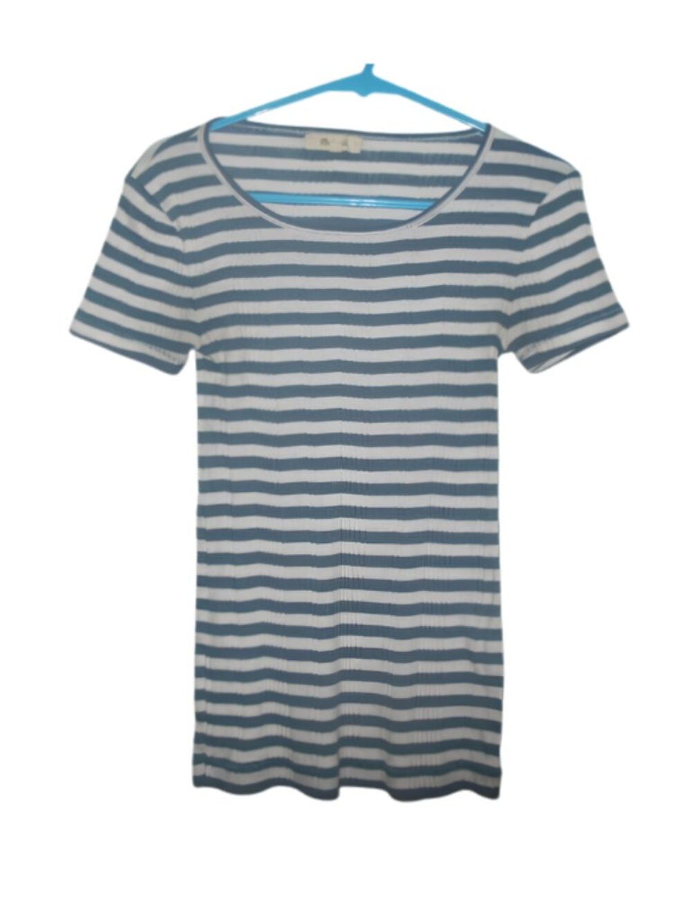 Madewell Blue and White Striped Short Sleeve Top